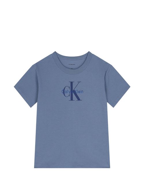 T-shirt bambino Calvin Klein blu a manica corta Calvin Klein Kids | IB0IB02610C4I